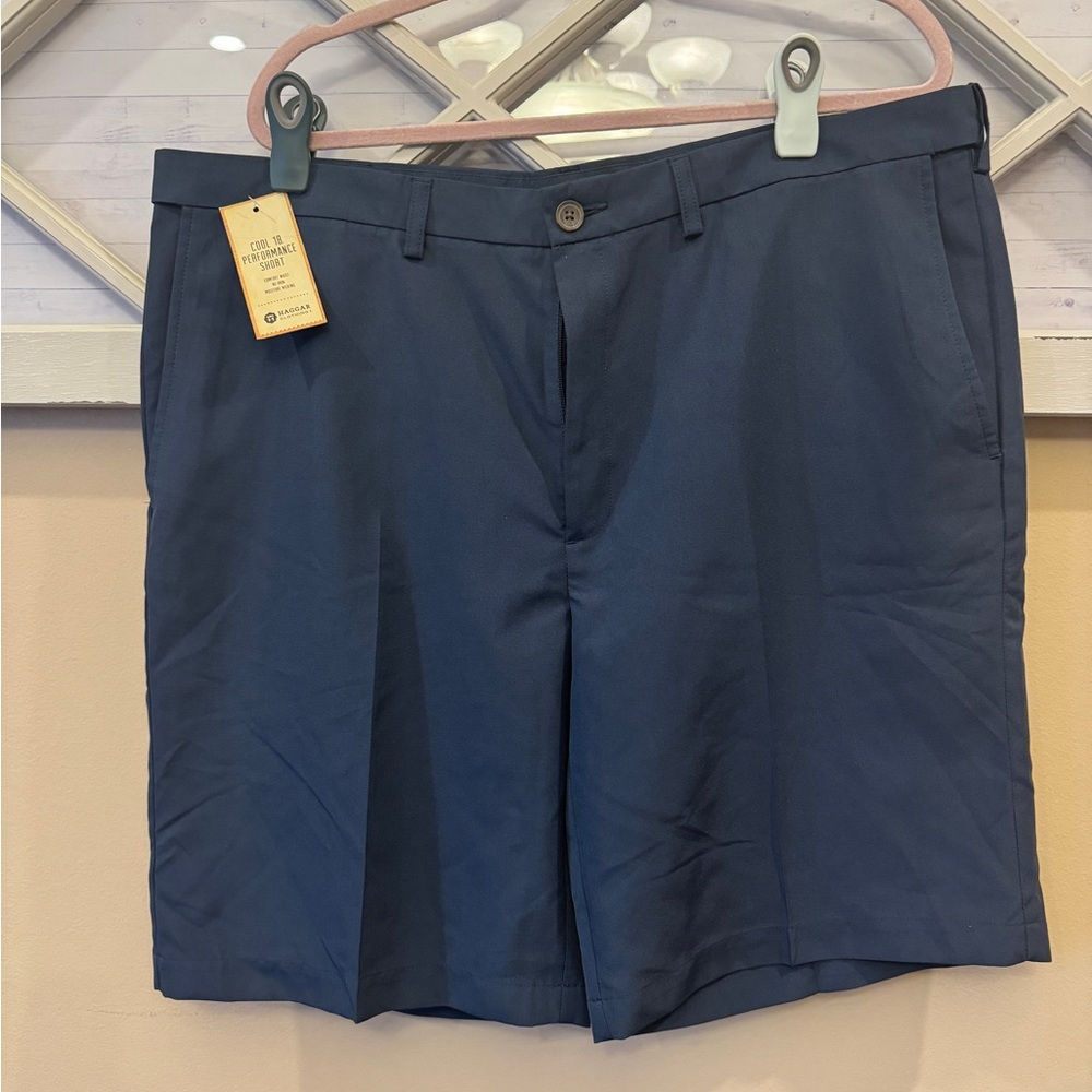 Haggar Cool 18 Pro Performance Golf Shorts Navy Blue Men's 42 NWT‎